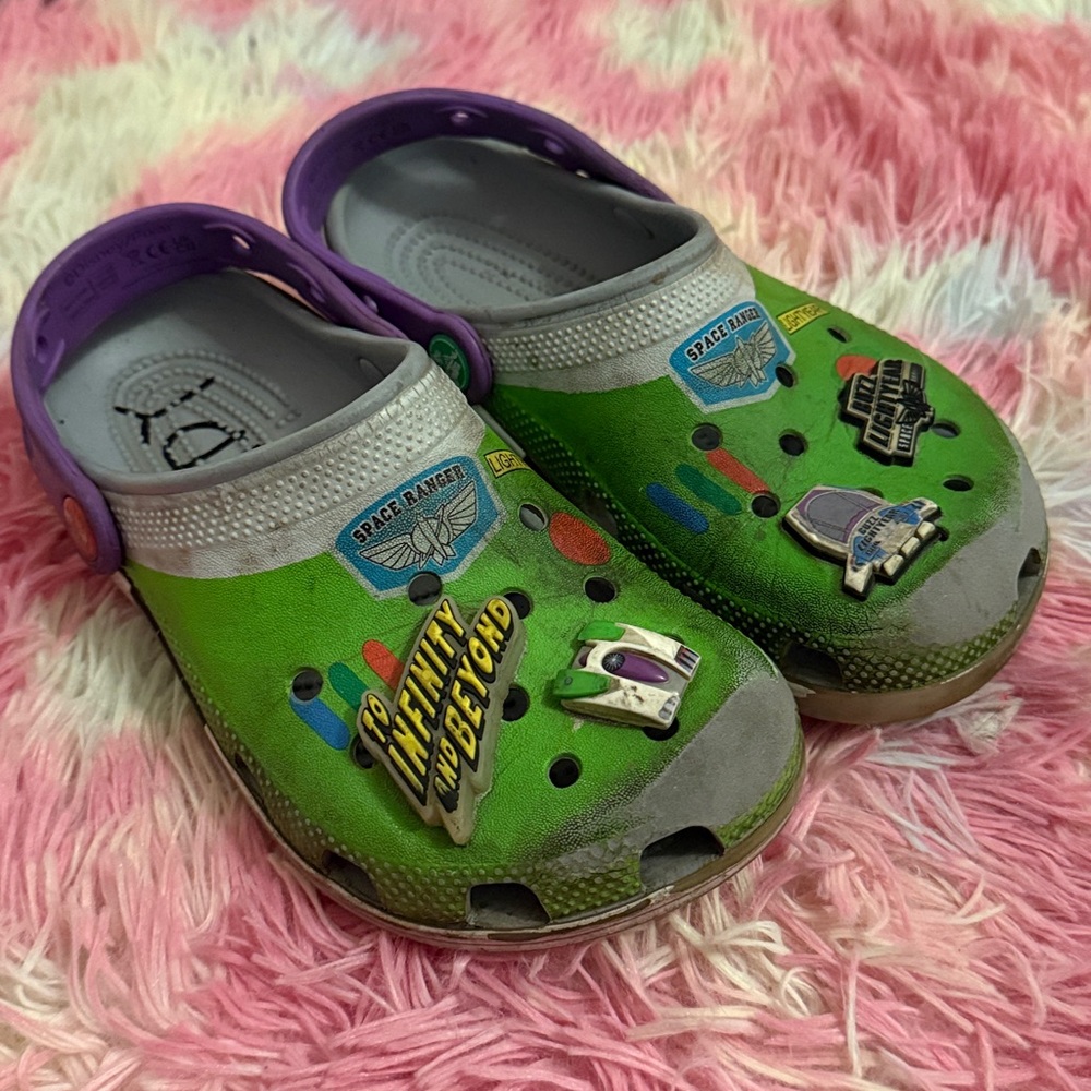 CROCS Kids Water Shoes - Green and Purple